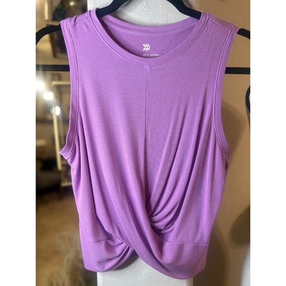 All in Motion Orchid Purple Ribbed Twist Front Cropped Tank Small 2-6 - Picture 2 of 4